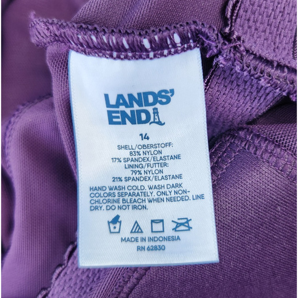 NEW Lands End Size 14 $140 Blackberry Control Mesh Swimsuit Purple Goddess - Picture 11 of 14
